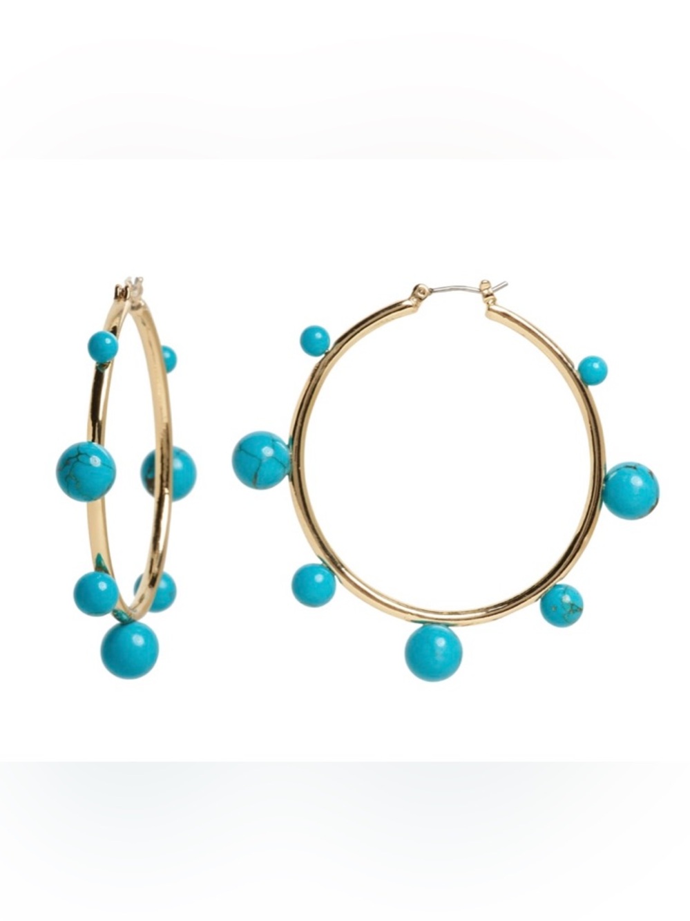 NWOT | Banana Republic | Turquoise Bauble Bead Hoop Earrings